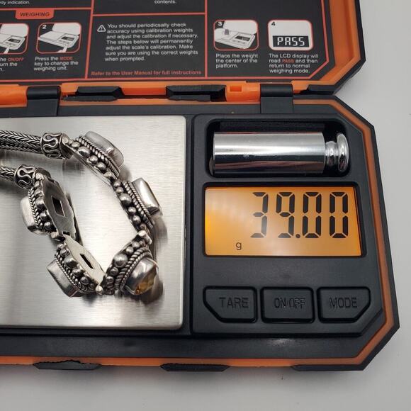 Suarti Bali BA Sterling Silver Citrine Amethyst Peridot Toggle Bracelet - Picture 12 of 12